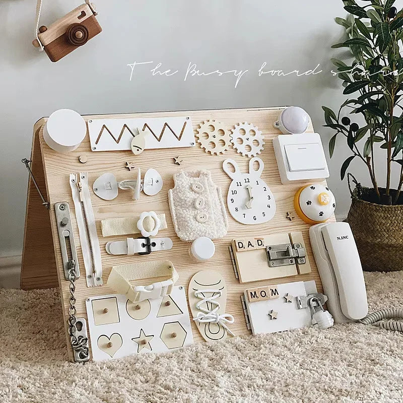 Montessori Wooden Busy Board for Toddlers –