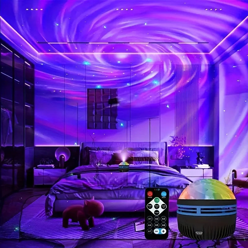 Star Galaxy Projector Lamp – USB, Remote Control & Auto Rotating Moon Light