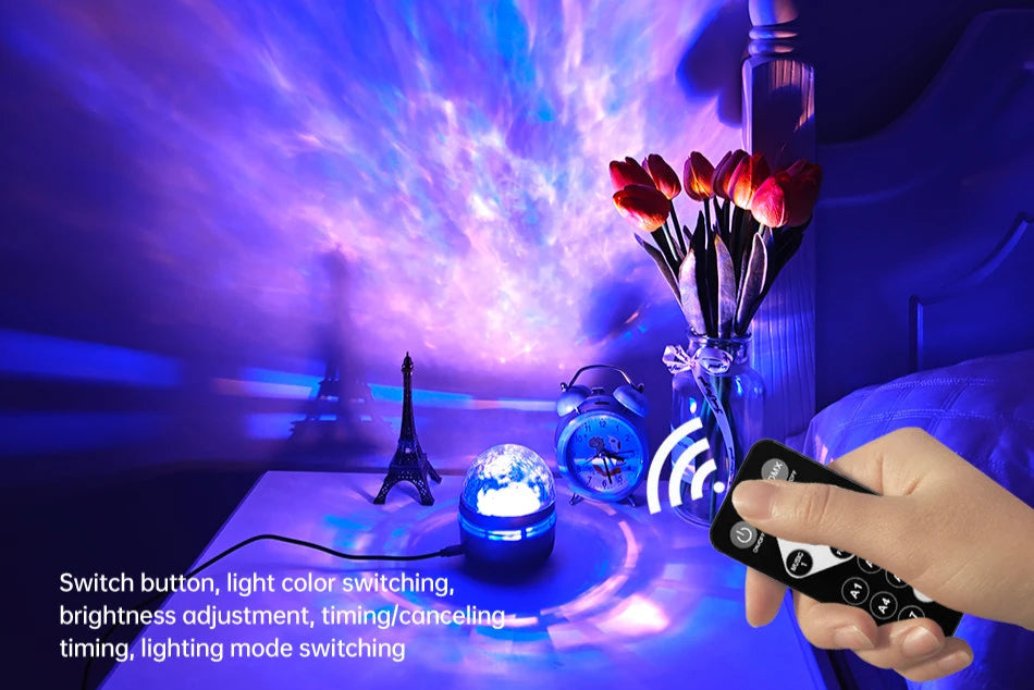Star Galaxy Projector Lamp – USB, Remote Control & Auto Rotating Moon Light